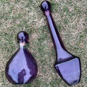 Elegant Purple Glass Decanter Set